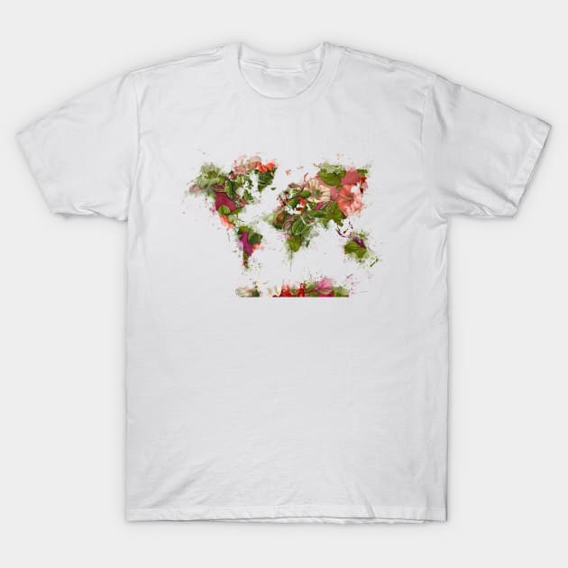 world map flowers  #map #worldmap T-Shirt by JBJart